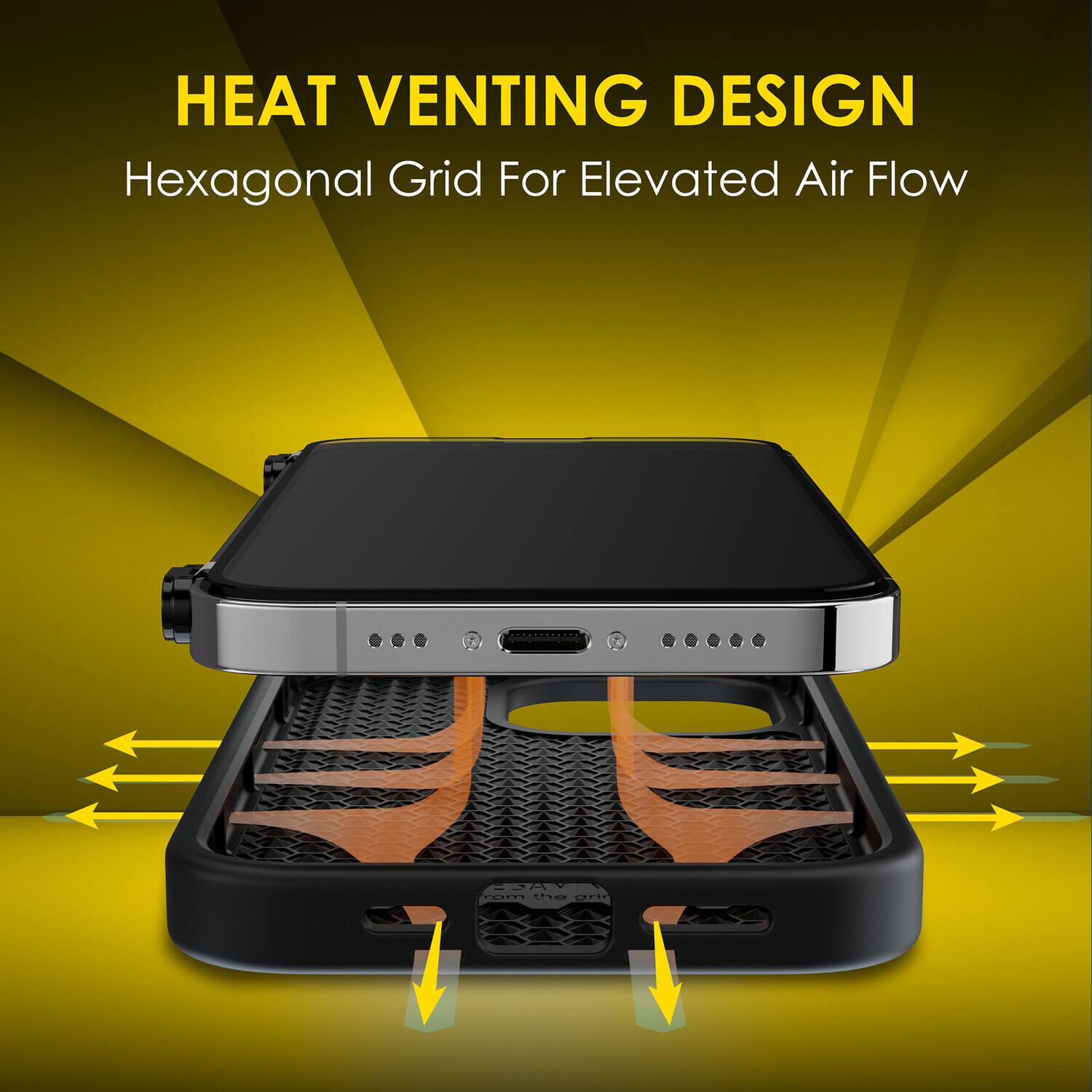 HEAT VENTING DESIGN  
Hexagonal Grid For Elevated Air Flow