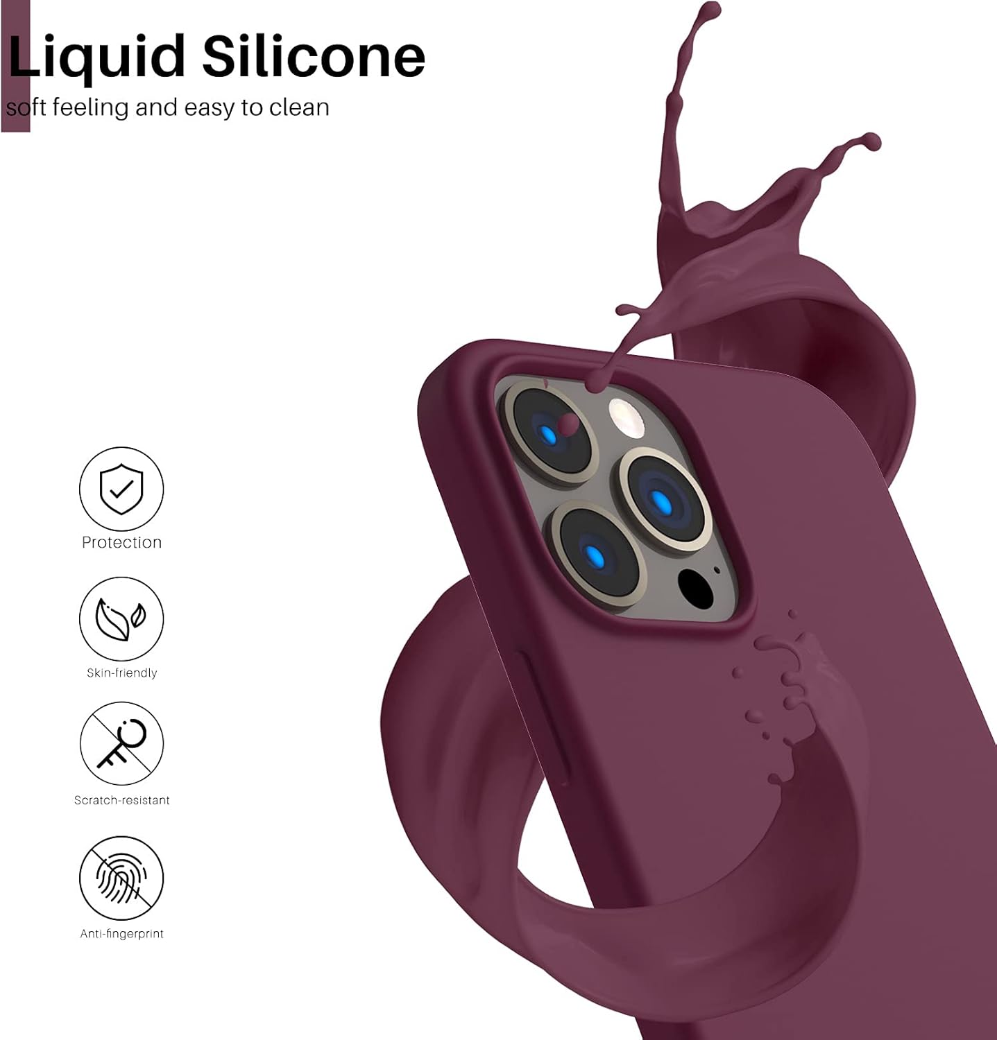 Liquid Silicone, soft feeling and easy to clean, Protection, Skin-friendly, Scratch-resistant, Anti-fingerprint