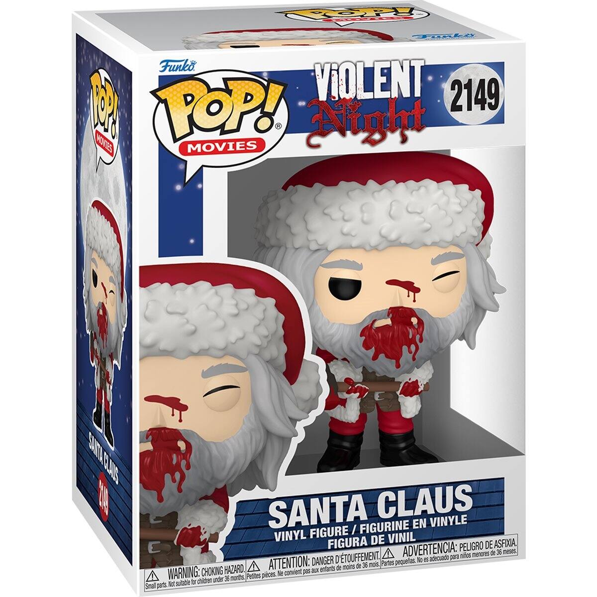 MOVIES  
Funko POP! VIOLENT 2149 Night  
SANTA CLAUS VINYL FIGURE / FIGURINE EN VINYLE VINYL FIGURA DE VINIL  
ADVERTENCIA: PELIGRO DE ASFIXIA, D'TOUFFEMENT, adecuado para niños ATTENTION: DANGER Partes pequerias. No 5 de moins de 36 mois, WARNING: CHOKING HAZARD, convient pas aux enfants Petites pieces. Me under 36 months Not suitable for children Small parts.