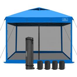 KAMPKEEPER - 10x10 Pop Up Canopy Tent with Netting, Outdoor Sun Shade - Light Blue