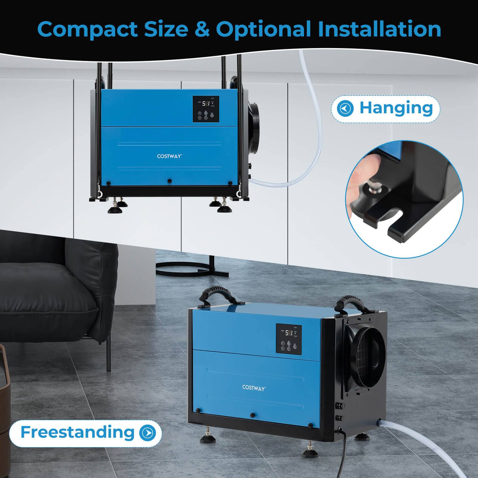 Compact Size & Optional Installation

Hanging

Freestanding