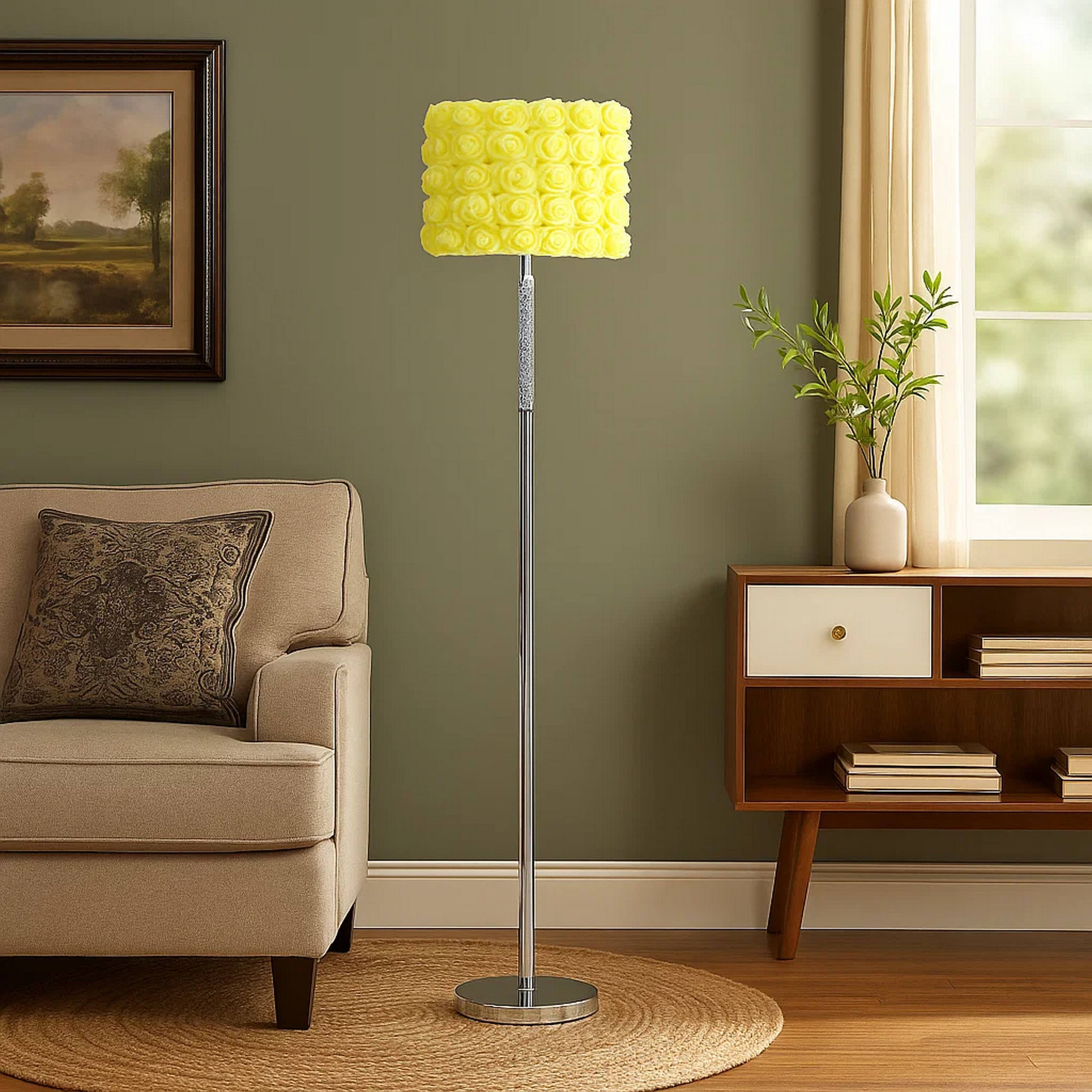 Alt View 2. Manhattan Lane - Finn 63 Inch Glamorous Floor Lamp, Rose Accent Shade, 100W.