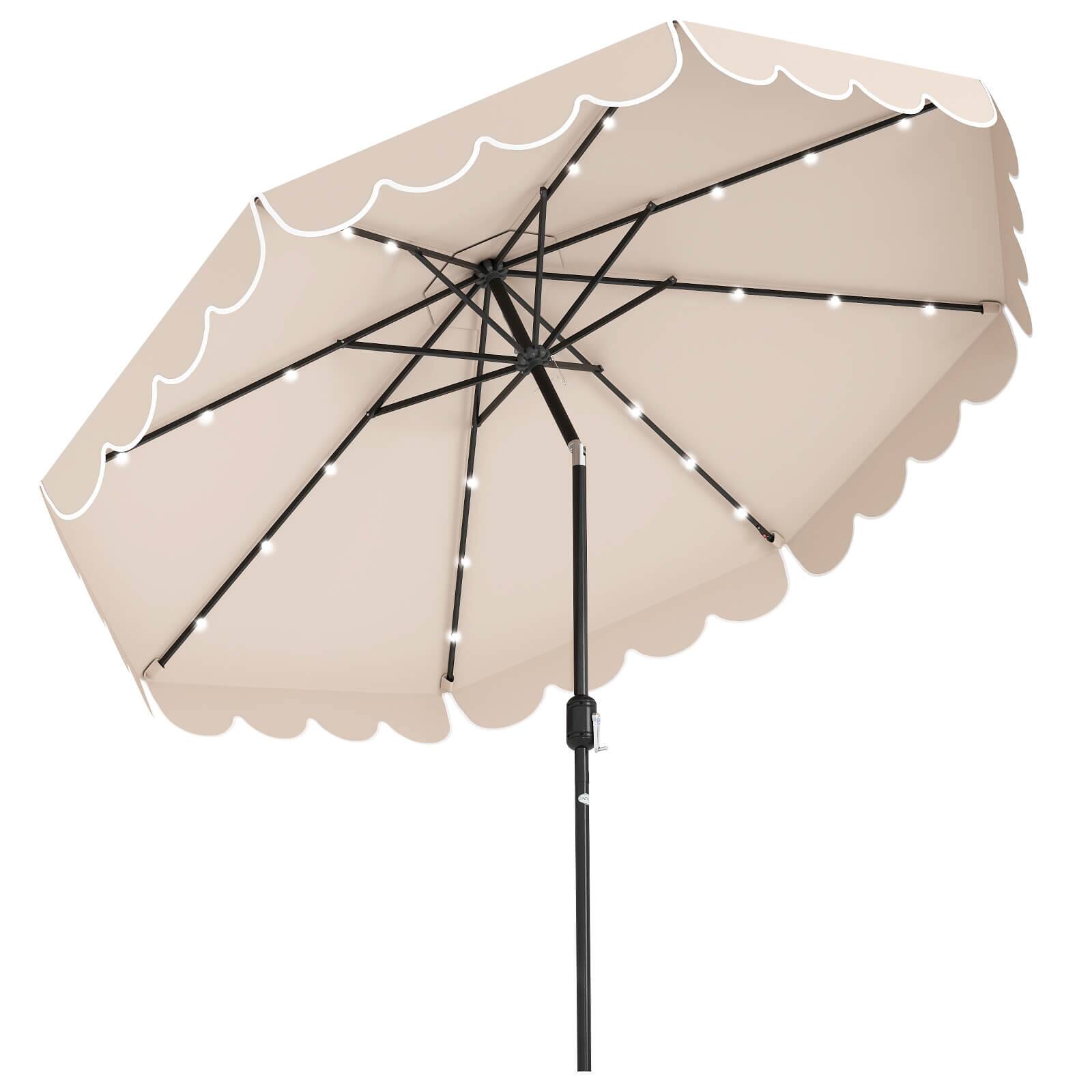 Alt View 10. Costway - Costway 10 FT Solar Patio Umbrella with 24 LED Lights 8 Ribs & Tilt Adjustment - Beige.