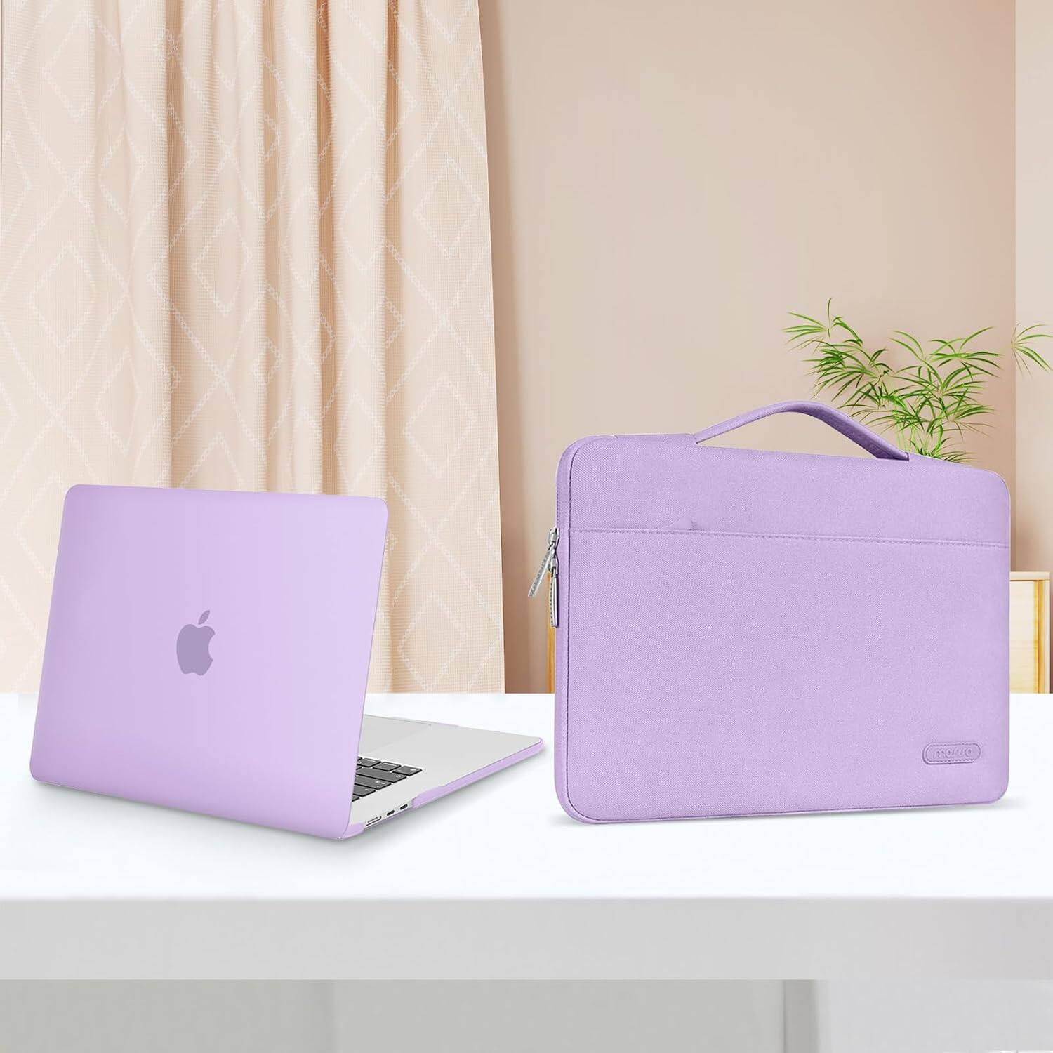 Alt View 3. mosiso - 5in1 Kit for MacBook Air 15 inch Case M5 M4 M3 M2 2026-2023, Hard Shell&Sleeve&Keyboard Skin&Webcam Cover&Screen Film - Purple.