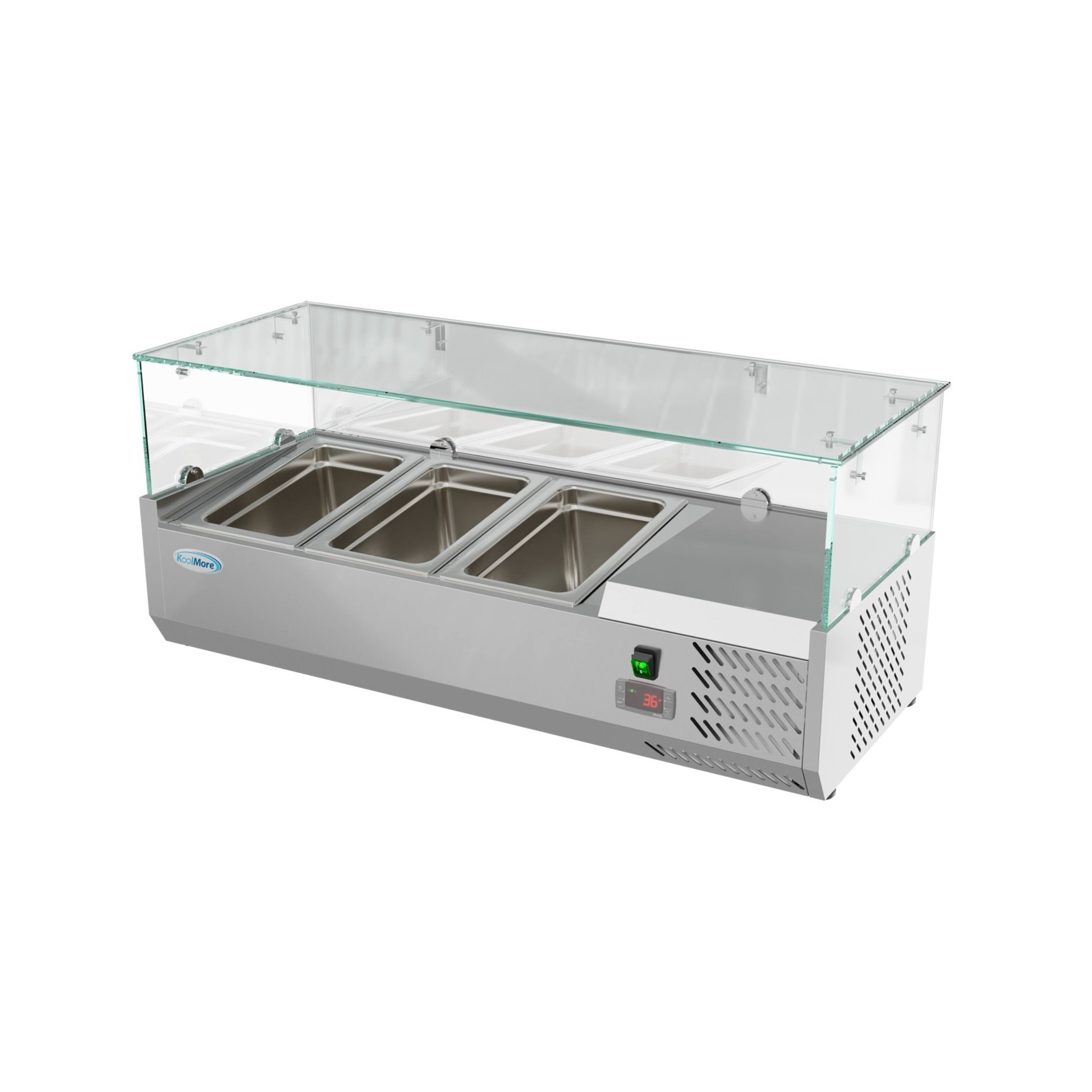 Alt View 4. Koolmore - 40 in. Three Pan Refrigerated Countertop Condiment Prep Station - SCDC-3P-SSL - Stainless-Steel.