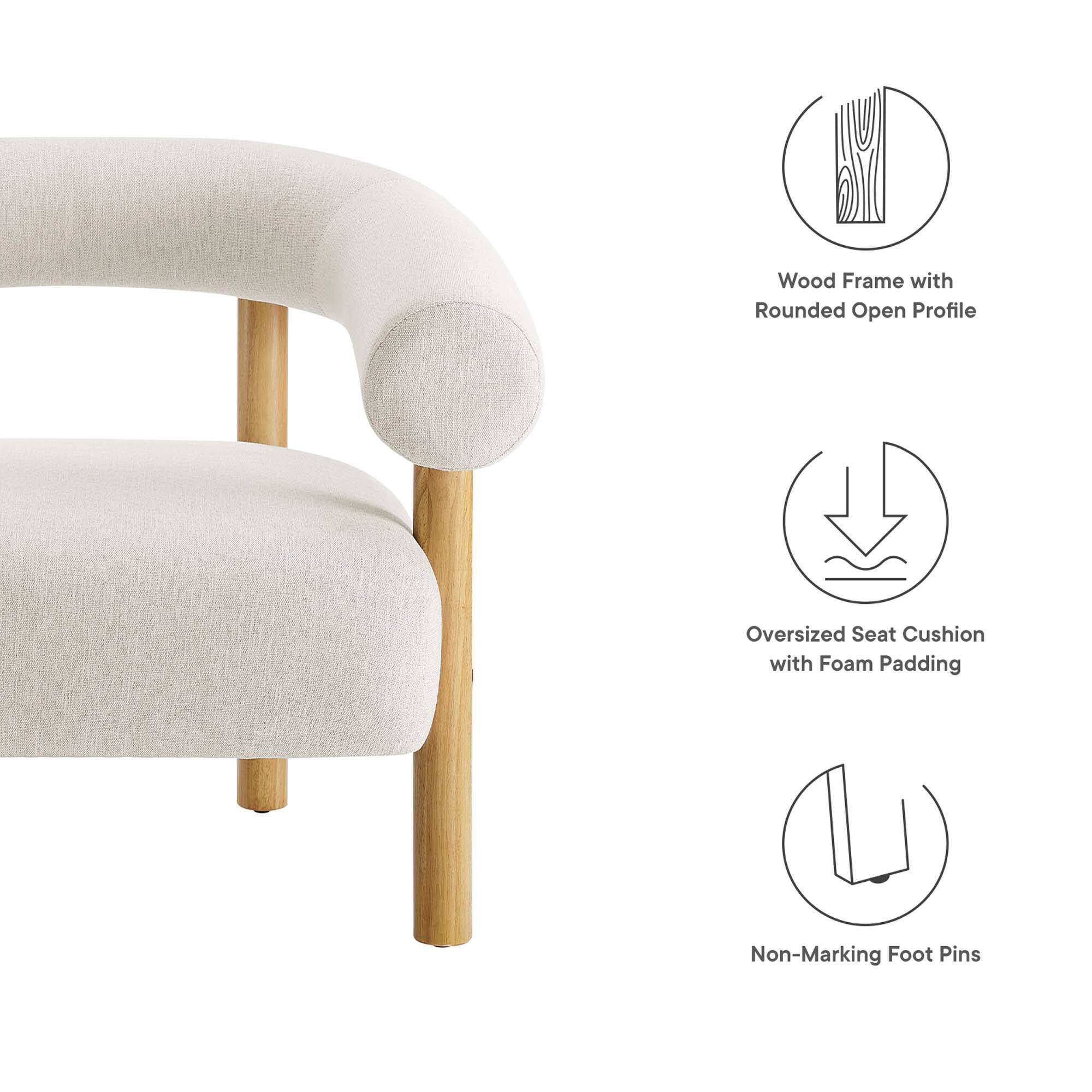 Wood Frame with Rounded Open Profile  
Oversized Seat Cushion with Foam Padding  
Non-Marking Foot Pins
