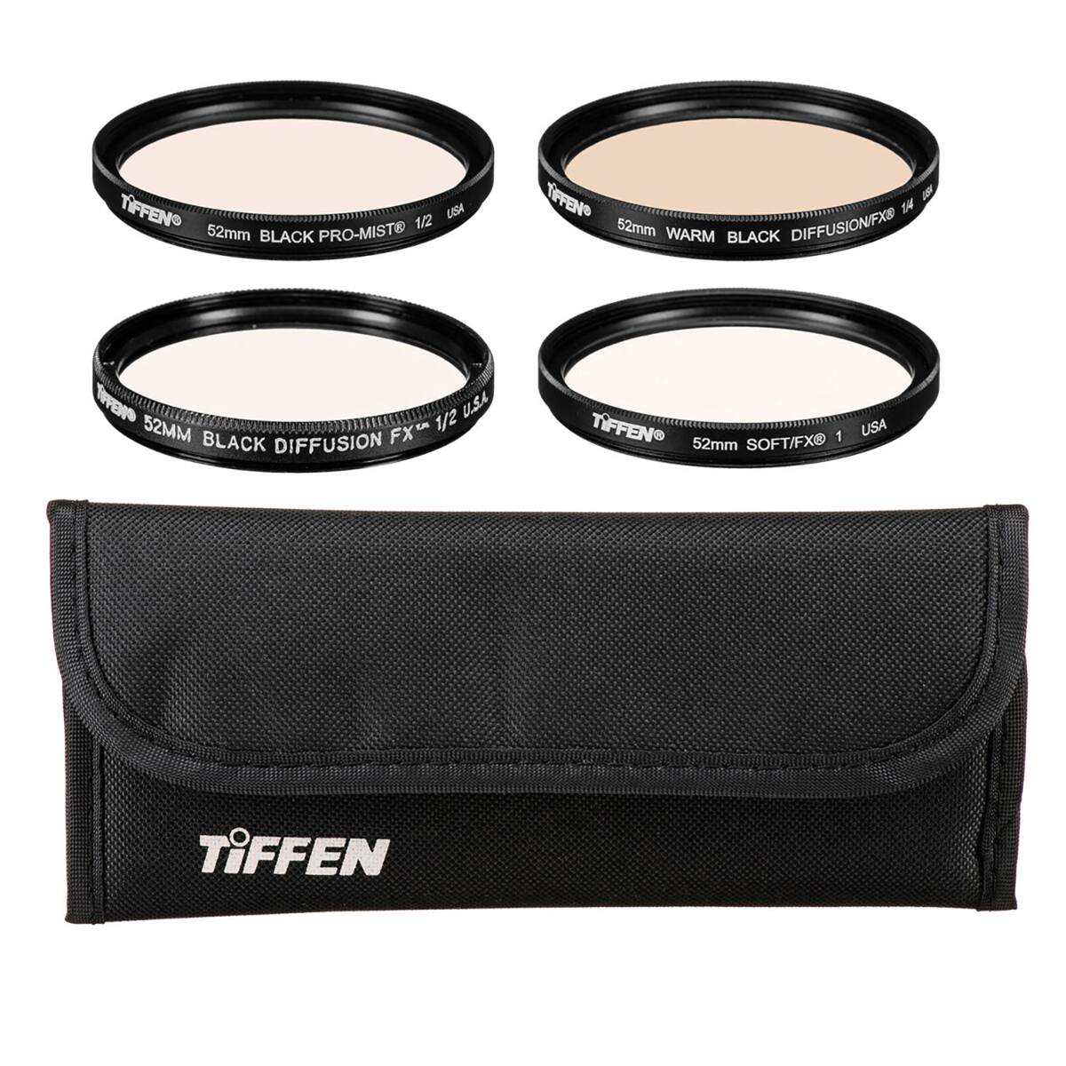 TIFFEN 52mm BLACK PRO-MIST 1/2 USA  
TIFFEN 52mm WARM BLACK DIFFUSION/FX 1/2 U.S.A.  
TIFFEN 52MM BLACK DIFFUSION FX 1/2 U.S.A.  
TIFFEN 52mm SOFT/FX 1 USA