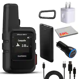 Garmin - inReach Mini 2 Satellite Communicator Handheld for Hiking Bundle - Black