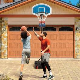 SPOYNAL - Height-Adjustable Basketball Hoop, Portable Backboard Set w/ 2 Wheels, Fillable Base - Blue