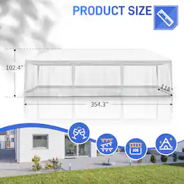 Winado - Outdoor Party Tent with Screen, 10x30ft Canopy Shelter with Netting Side Walls and 2pcs Doors for Event Yard Patio