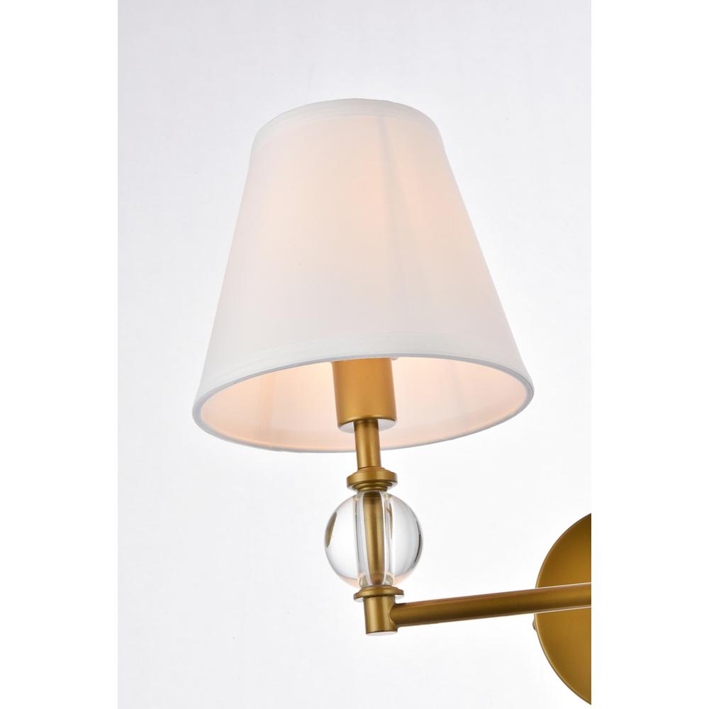 Back. Living District - Bethany 2 lights bath sconce in brass with white fabric shade - Brass And White Fabric Shade.