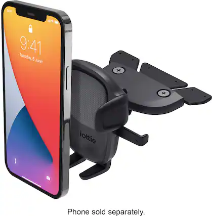 The text on the image reads: "9:41 al 9:41 Tuesday, 6 June x iottie 1 O Phone sold separately."