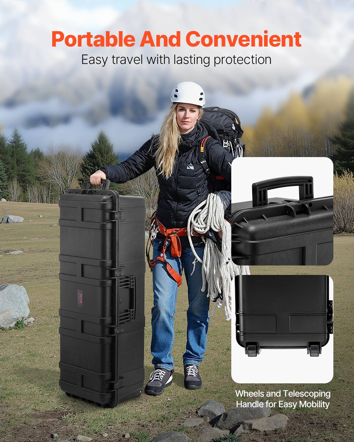 Portable And Convenient  
Easy travel with lasting protection  

Wheels and Telescoping Handle for Easy Mobility