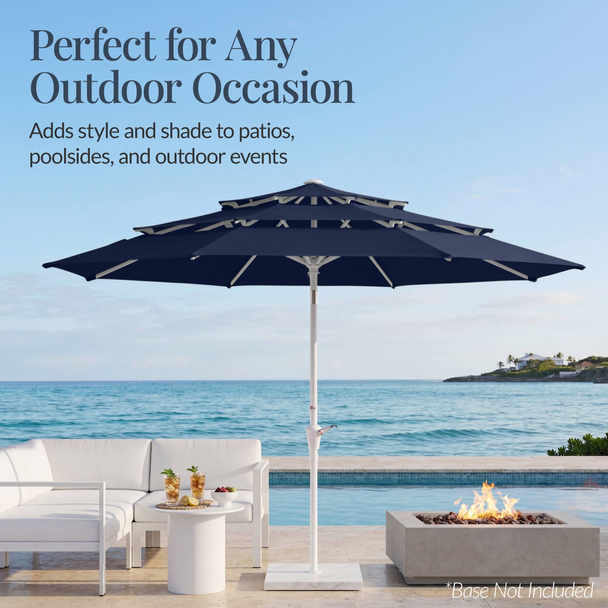 Perfect for Any Outdoor Occasion  
Adds style and shade to patios, poolside, and outdoor events  
*Base Not Included