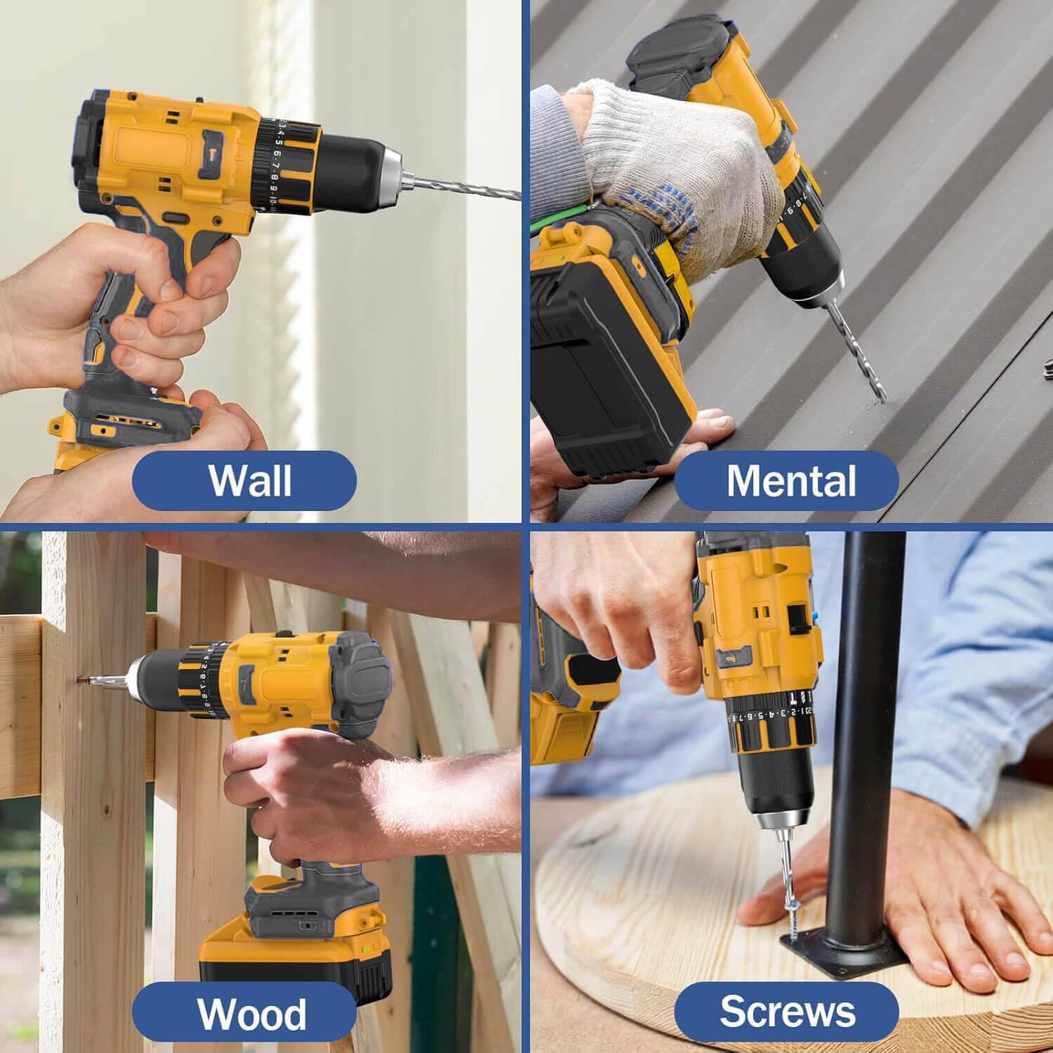 Wall  
Mental  
Wood  
Screws