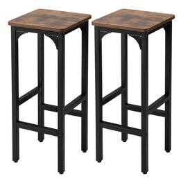 Ecooso - 2 Pieces 28 Inch Bar Stool Set with Footrest and Adjustable Pads for Kitchen Counter - Brown
