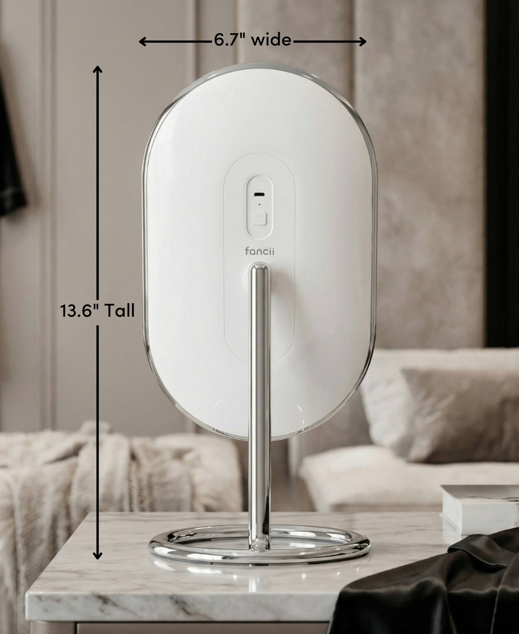 6.7" wide, 13.6" tall