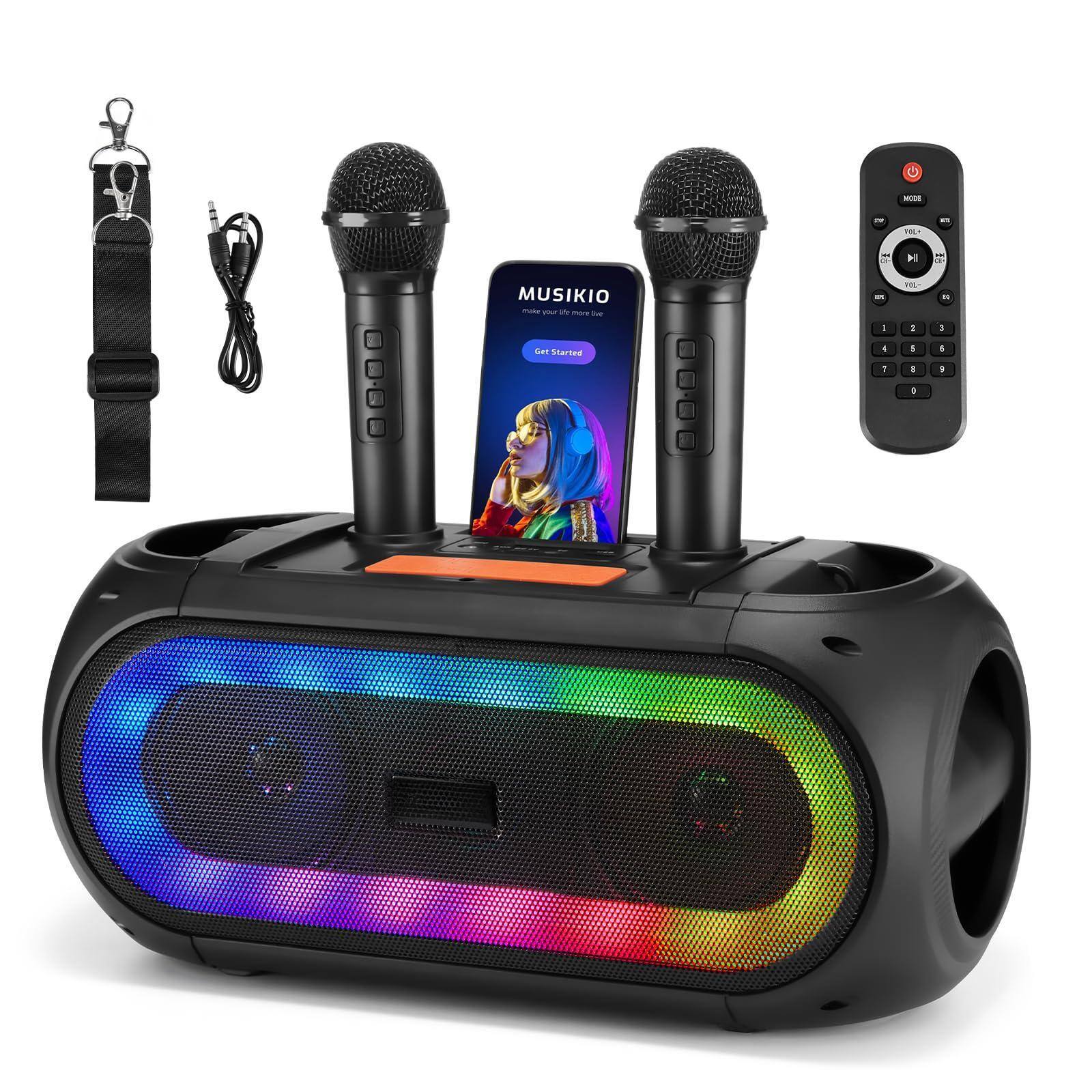 Cedar Assembly - Karaoke Machine With 2 Wireless Microphones For Adult Portable Loud Party Pa System Remote Singing Led Li - Default