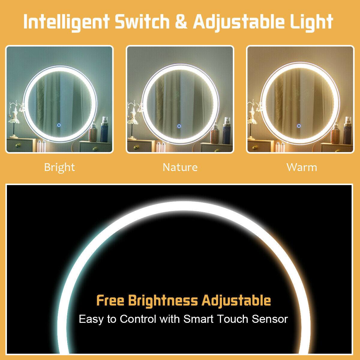 Intelligent Switch & Adjustable Light

Bright  
Nature  
Warm

Free Brightness Adjustable  
Easy to Control with Smart Touch Sensor