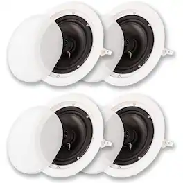 Acoustic Audio by Goldwood - HTI6c in Ceiling 6.5" Speaker 2 Pair Pack 2 Way Home Theater HTI6c-2PR - Paintable White
