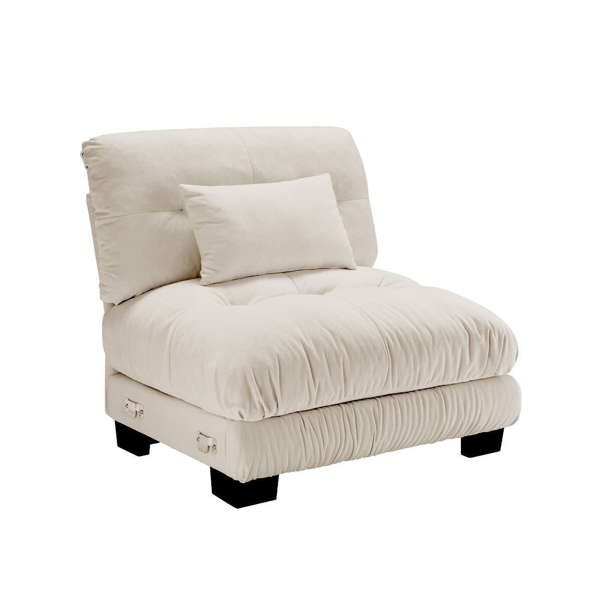 Angle. Ropilly - Ropilly Light Coffee Armless Sofa, Chenille Upholstered Single Seat Sofa with Pillow - Light Coffee.