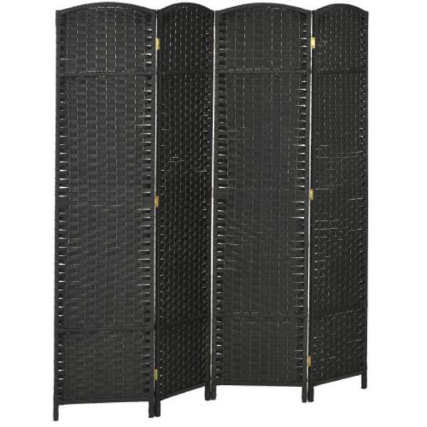 Alt View 7. MOOSOO - Room Divider, 4 Panel Folding Privacy Screen, 5.6' Tall Freestanding Partition for Home Office, Bedroom - Black.