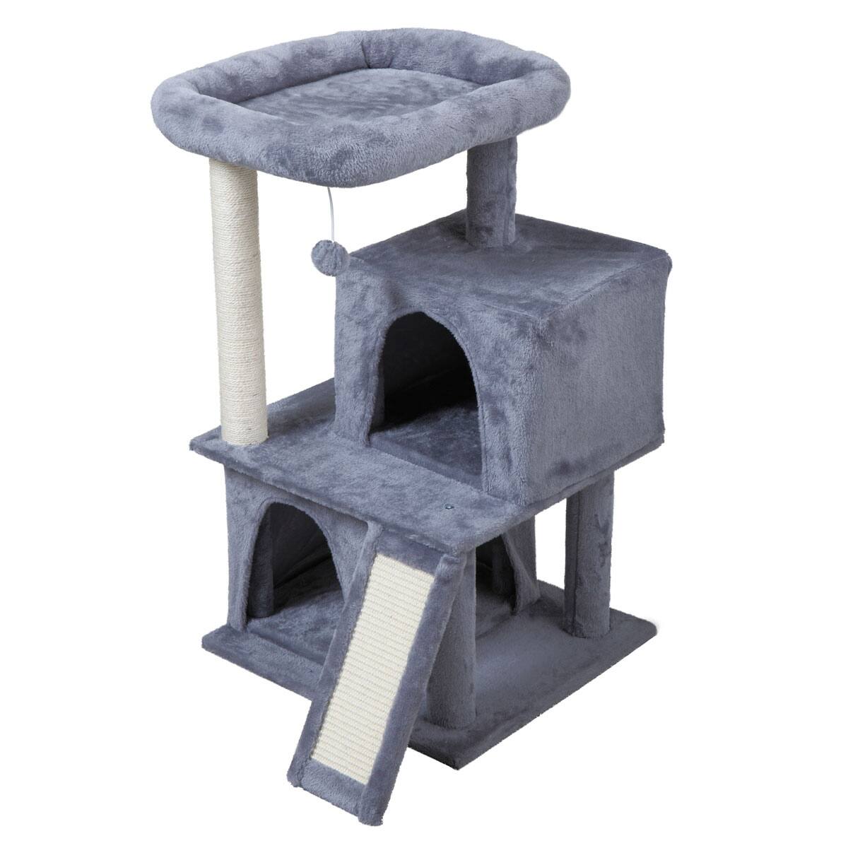 Left. TinyHomie - Double Layer Cat Tree with House Ladder.