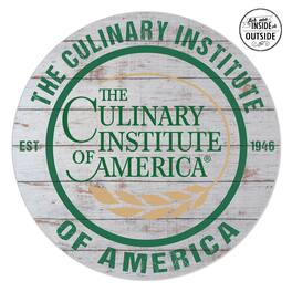 Jardine - Culinary Institute of America Steels 20'' x 20'' Indoor/Outdoor Weathered Circle Sign - White