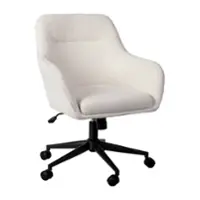 Martha Stewart - Rayna Boucle Office Chair - White Boucle/Oil Rubbed Bronze - Front_Zoom