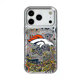Keyscaper - NFL - Denver Broncos - iPhone Paisley Design Glitter Case - 15 Pro Max - Multicolor