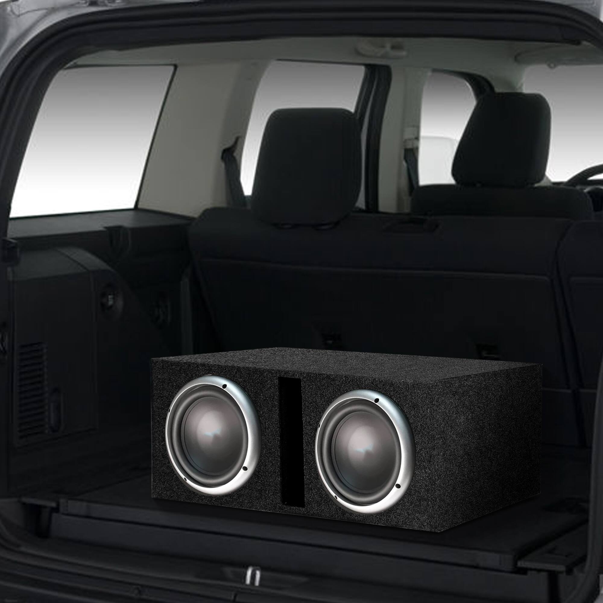 Alt View 5. QPower - Q Power Dual 12-Inch Heavy Duty Ported Car Audio Subwoofer Box - Deep Bass MDF Enclosure with Charcoal Carpet Finish - Charcoal Gray.