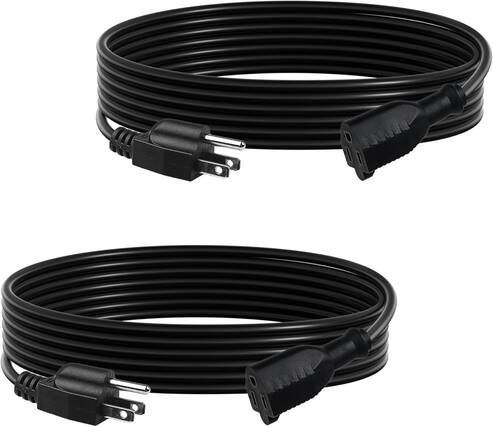 Front. BN-LINK - BN-LINK 2-Pack 15ft Indoor/Outdoor Extension Cord, 16/3 SJTW, 3-Prong, Weather Resistant, ETL Listed - Black.