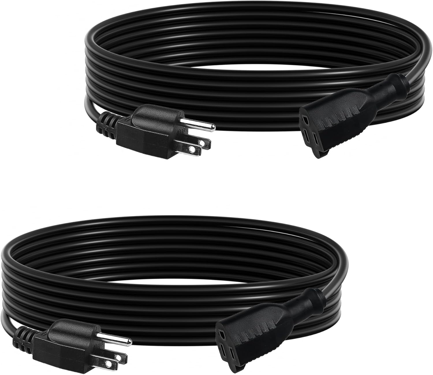 Front. BN-LINK - BN-LINK 2-Pack 15ft Indoor/Outdoor Extension Cord, 16/3 SJTW, 3-Prong, Weather Resistant, ETL Listed - Black.