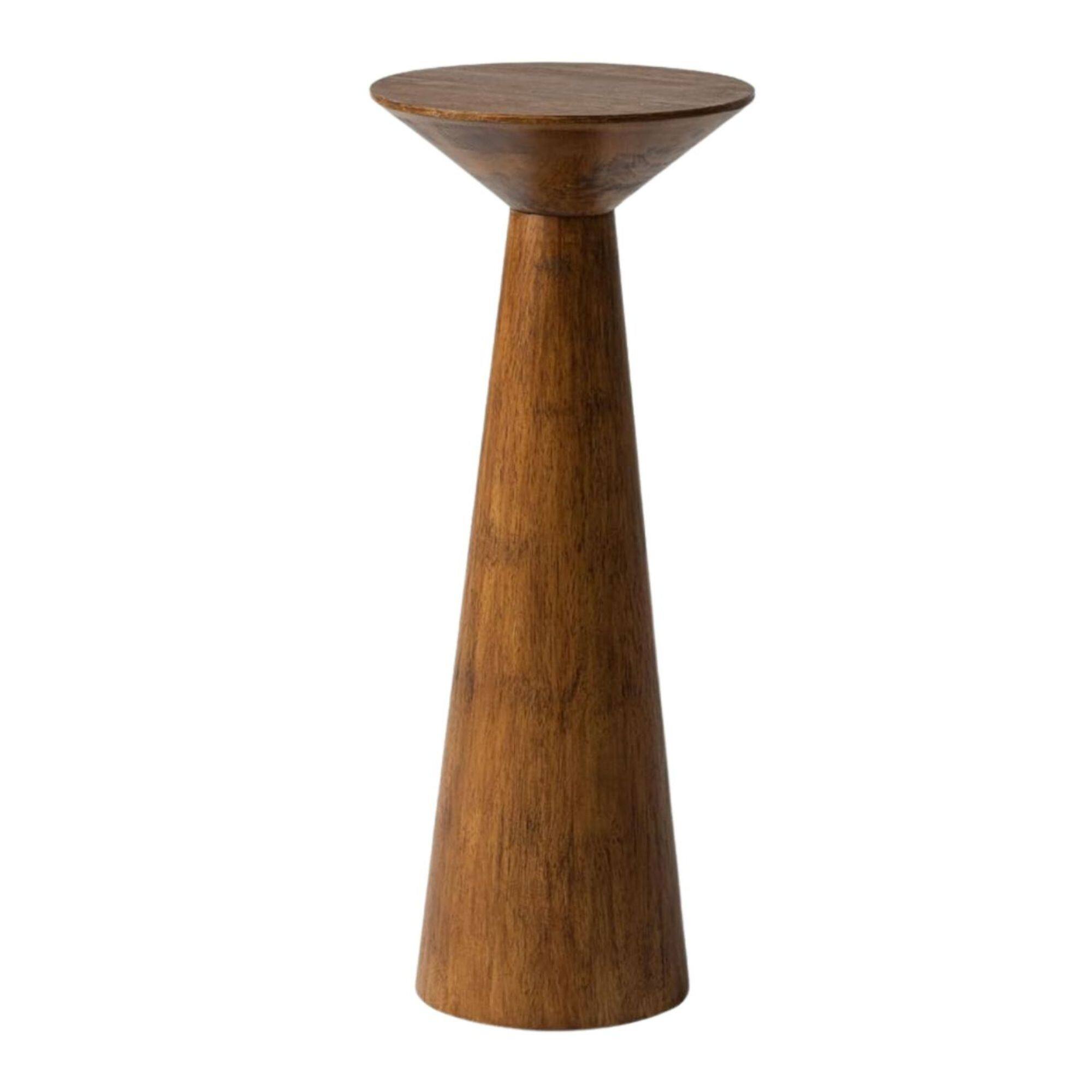 Front. COZAYH - COZAYH Pedestal Tall Round Martini Table for Living Rooms or Bedrooms, Walnut - Walnut.