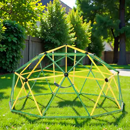 BreeBe - Sturdy 10’ Kids Dome Play Structure with Swing, Built for 800 lbs - Multicolor