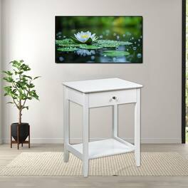 Hivvago - Solid Wood Nightstand and End Table with Open Storage Display - White