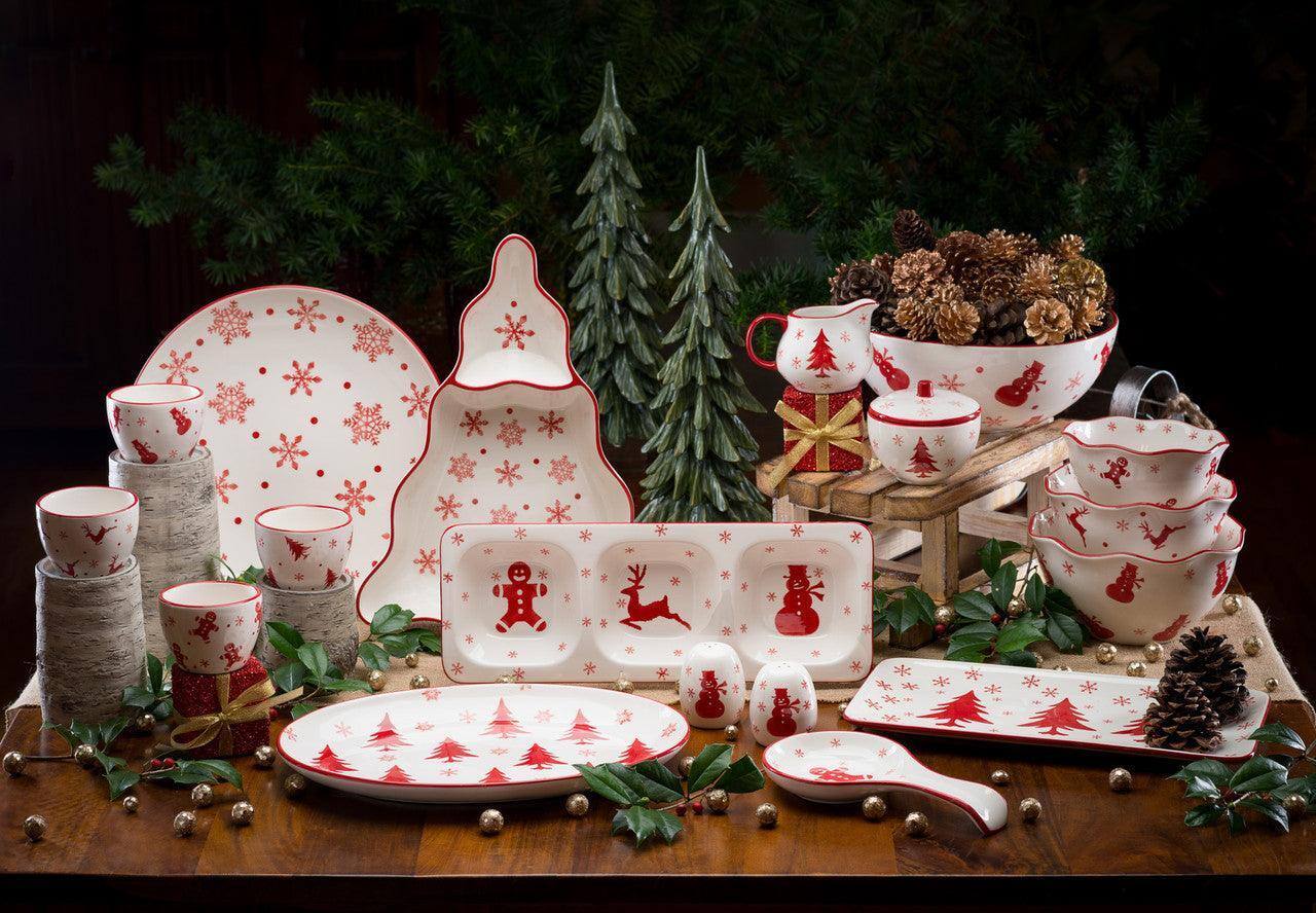 Left. Euro Ceramica Home - Winterfest 5 Piece Accessory Set - White and Red.