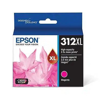 DESIGNED FOR EXCELLENCE
EPSON EXCEED YOUR VISION
312XL
High-capacity
2.5x more prints*
Grande capacité
2,5 fois plus de tirages*
Claria
Magenta