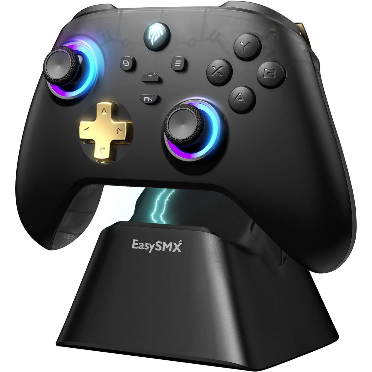 Front. EasySMX - EasySMX D05 PC Controller - Enhanced Wireless Bluetooth Pro Controller - Black.