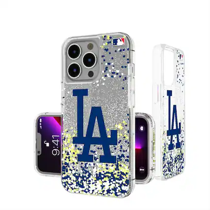 Front. Keyscaper - Los Angeles Dodgers Glitter Confetti iPhone Case - 12 Pro Max - Multicolor.