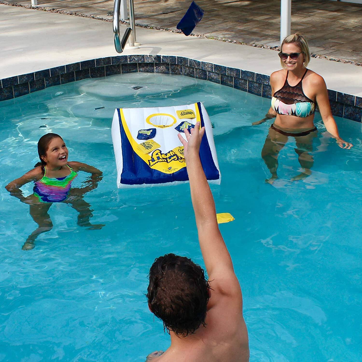 Alt View 3. Driveway Games - Driveway Games Floating Bean Bag Toss Inflatable Cornhole Game for Outdoor Pool.