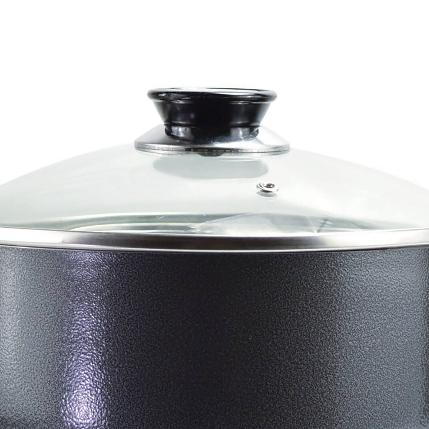 Angle. EuroHome - 5-Qt Stock Pot with Glass Lid - Gray.