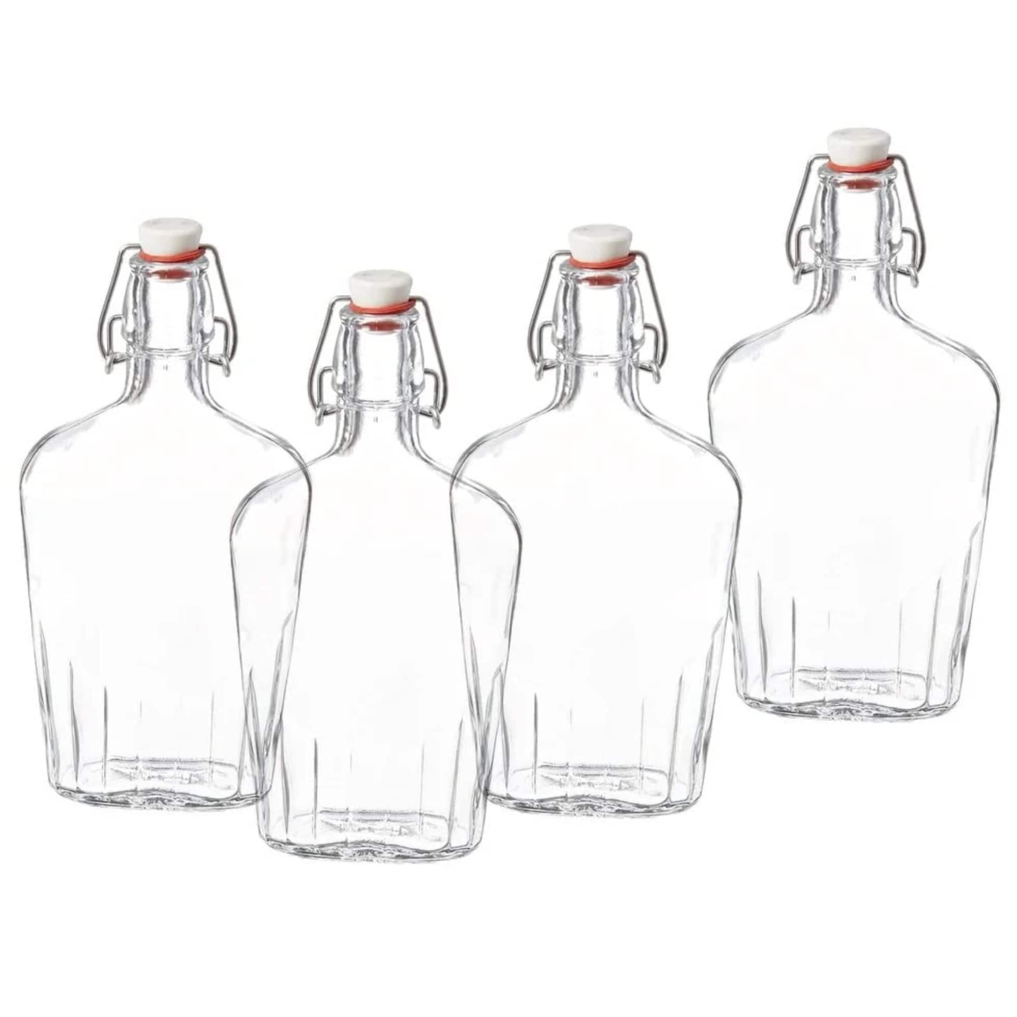 Bormioli Rocco - Pocket Flask Set of 4, 8.5 oz Glass Bottles with Airtight Closures - Clear price history on PriceWatchPro