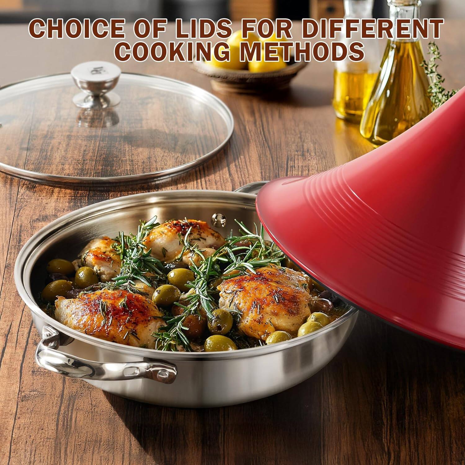 CHOICE OF LIDS FOR DIFFERENT COOKING METHODS