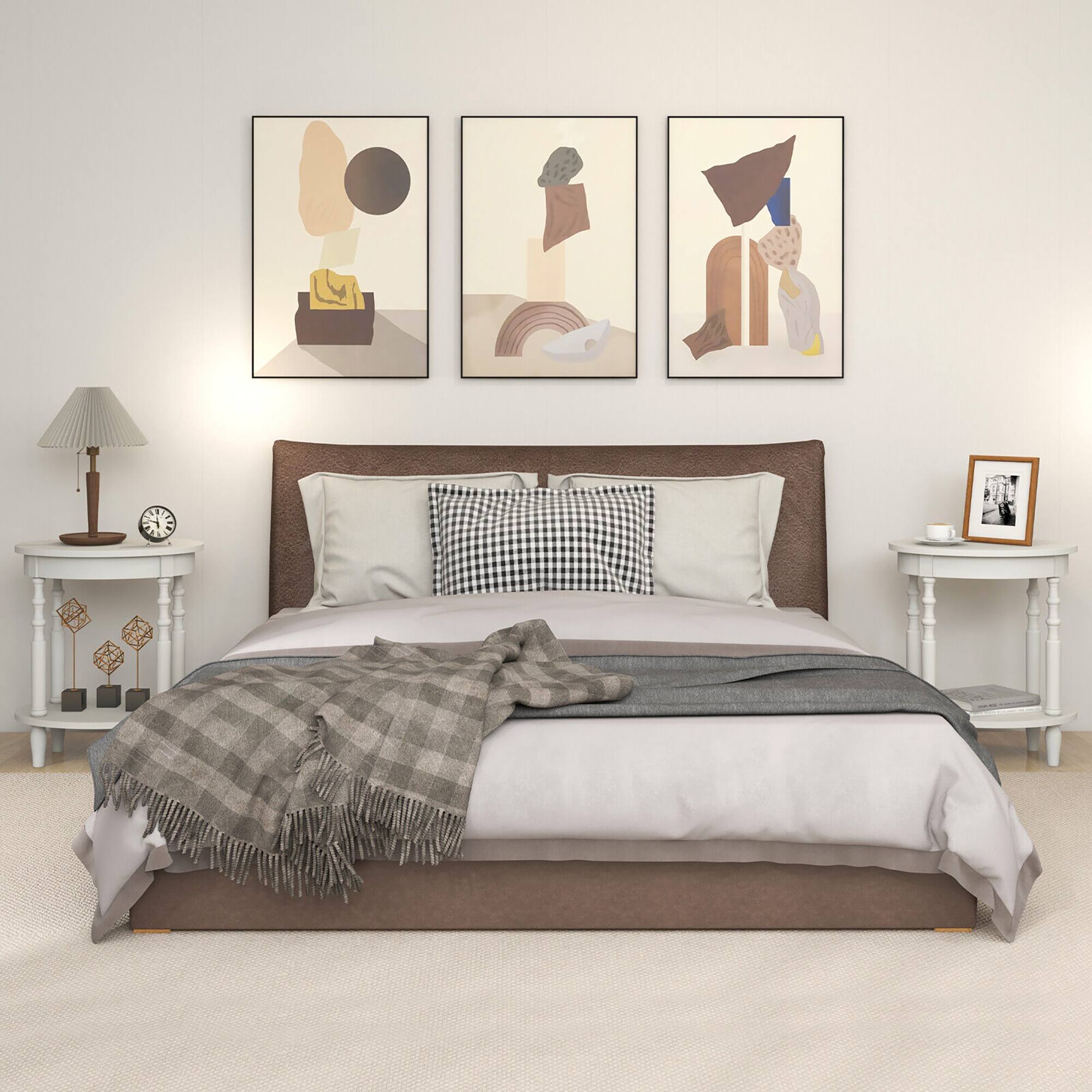 Alt View 4. Gymax - Gymax 2-Tier End Table Oval Compact Sofa Side Nightstand w/ Storage Shelf White - White.