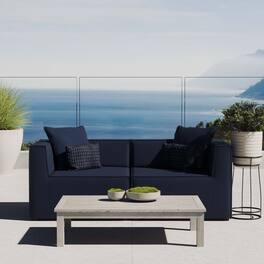 Saybrook 2-Piece Outdoor Patio Upholstered Sectional Sofa Loveseat by Modway - Navy