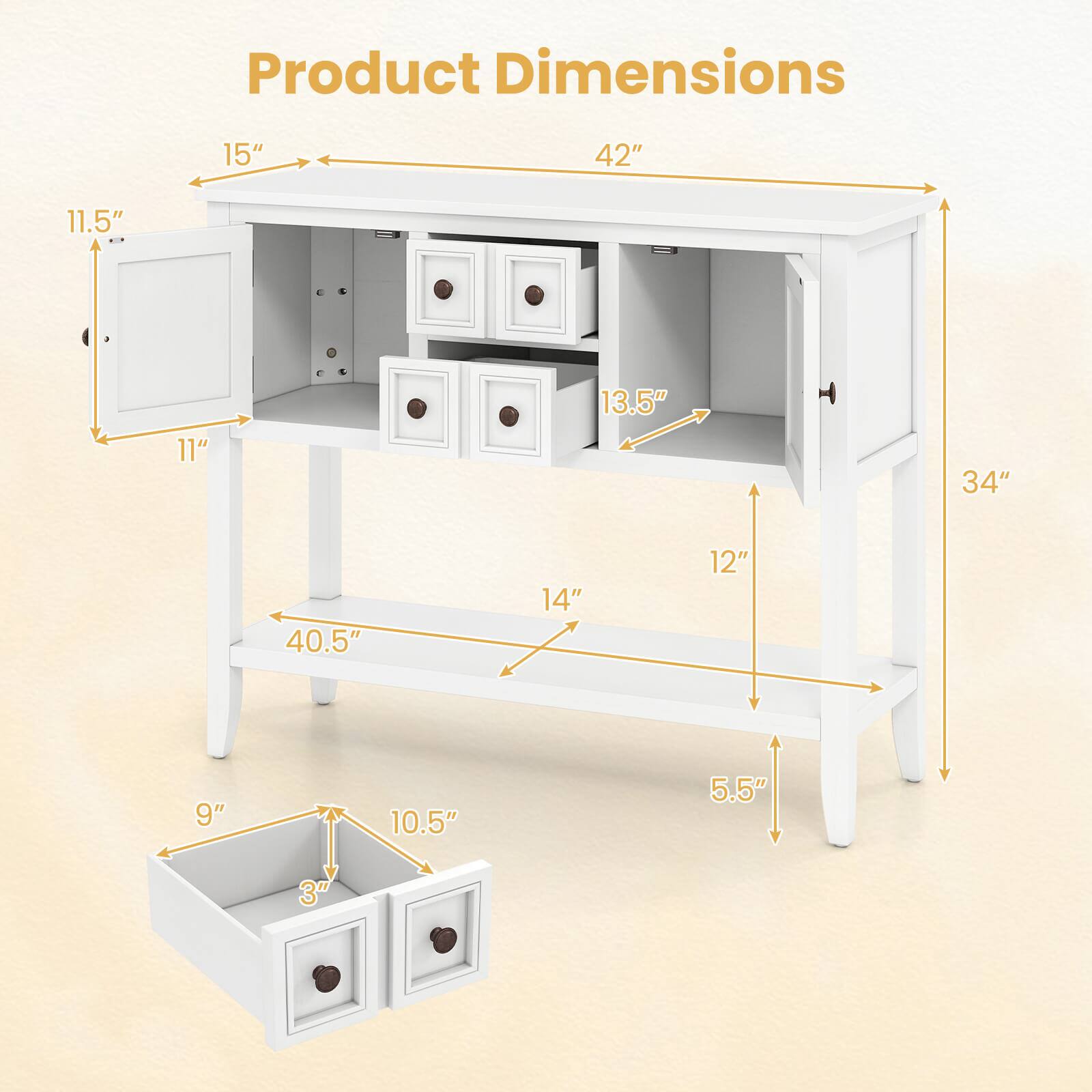 Product Dimensions: 15" x 42" x 11.5" x 11" x 13.5" x 34" x 40.5" x 14" x 12" x 9" x 10.5" x 5.5" x 3"
