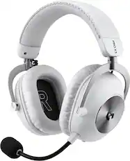 Front. Logitech - G PRO X3 LIGHTSPEED Wireless Gaming Headset with Bluetooth/USB/3.5 mm Aux for PC, PS5, PS5 - White.
