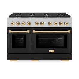 ZLINE - Autograph 48 in. Paramount Gas Range with Gold Accents (SGRSZ-BLM-48-G) - Black