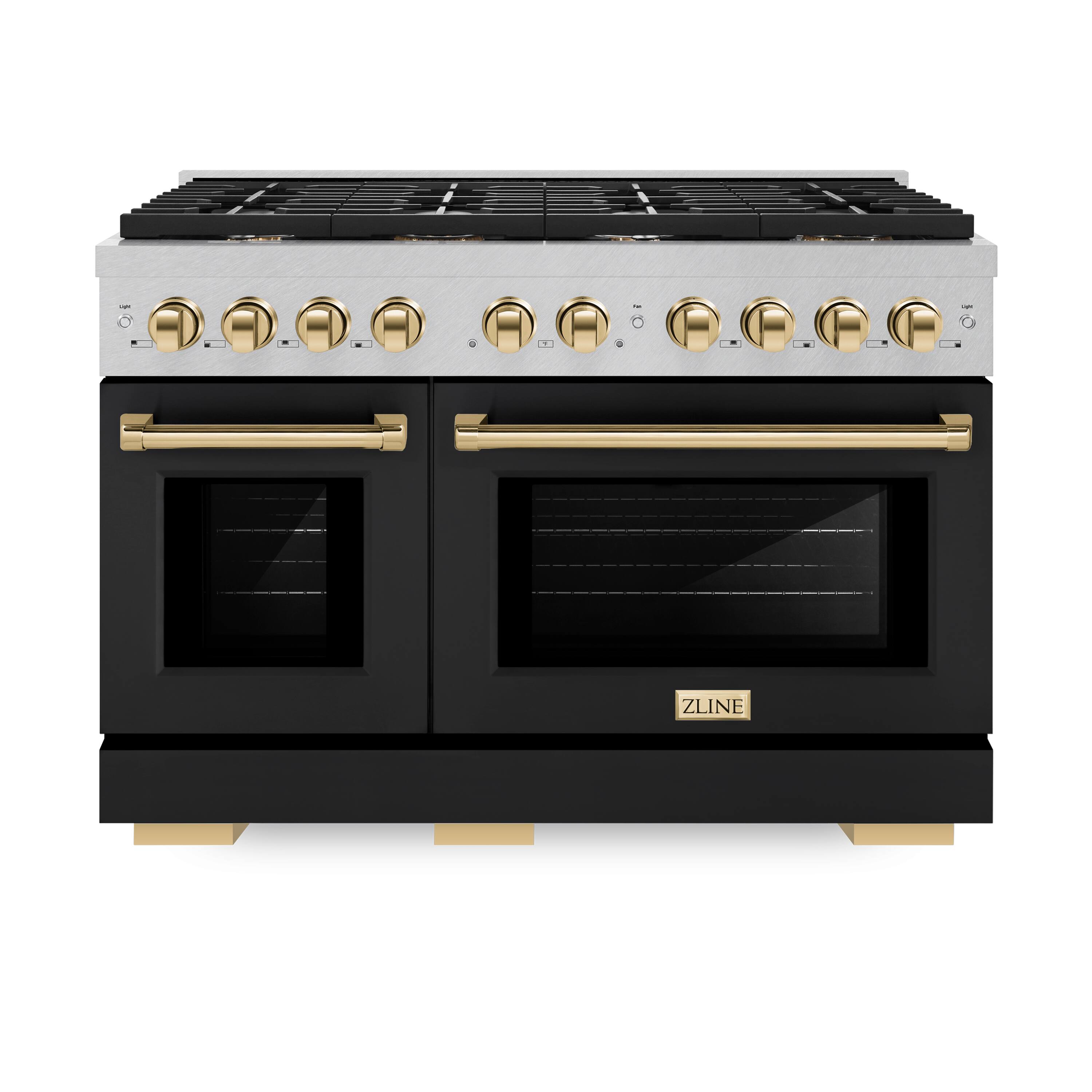 Front. ZLINE - ZLINE Autograph 48 in. Paramount Gas Range with Gold Accents (SGRSZ-BLM-48-G) - Black.